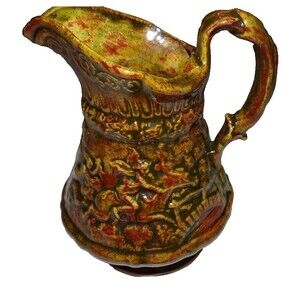 Tam O'Shanter Vintage Decorative Pitcher Robert Burns Greens Browns Orange 6.5"